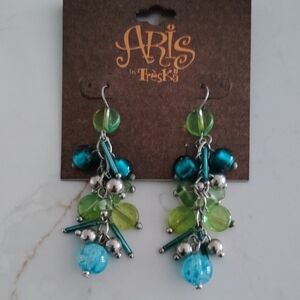 Green and Blue Dangle Earrings